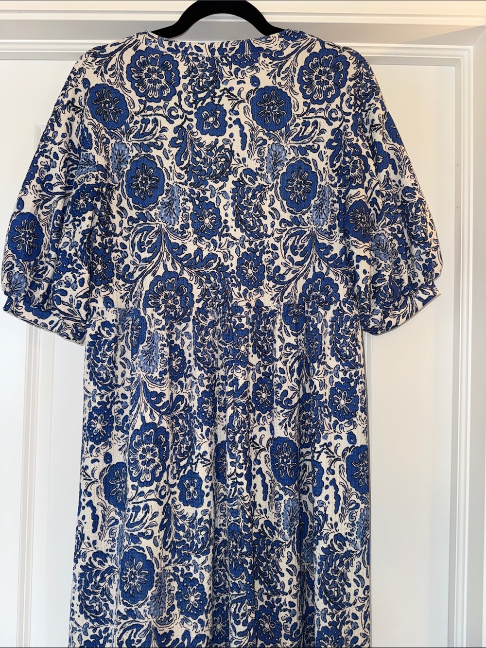 Zara Blue and Cream Floral Midi Dress - Picture 5 of 5